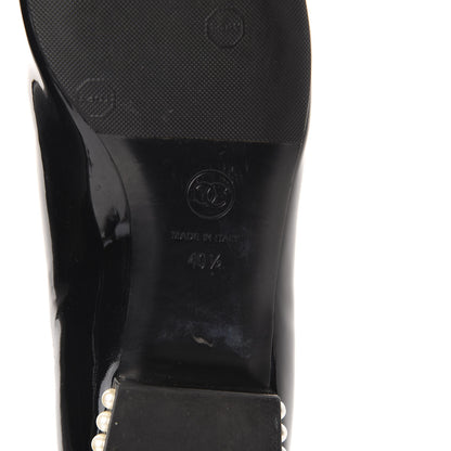 Chanel Patent Calfskin Pearl CC Loafers 40.5 Black 9 of 10
