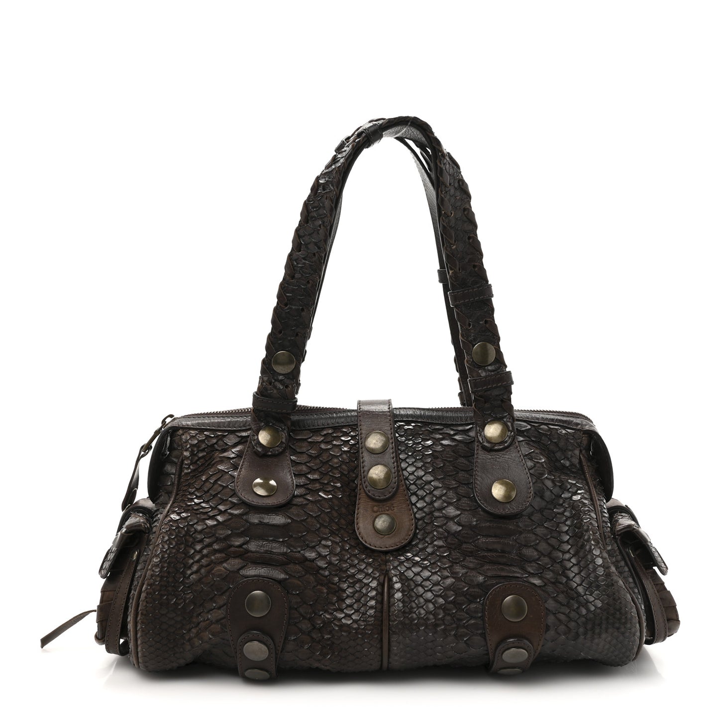 Snakeskin Silverado Shoulder Bag Dark Brown