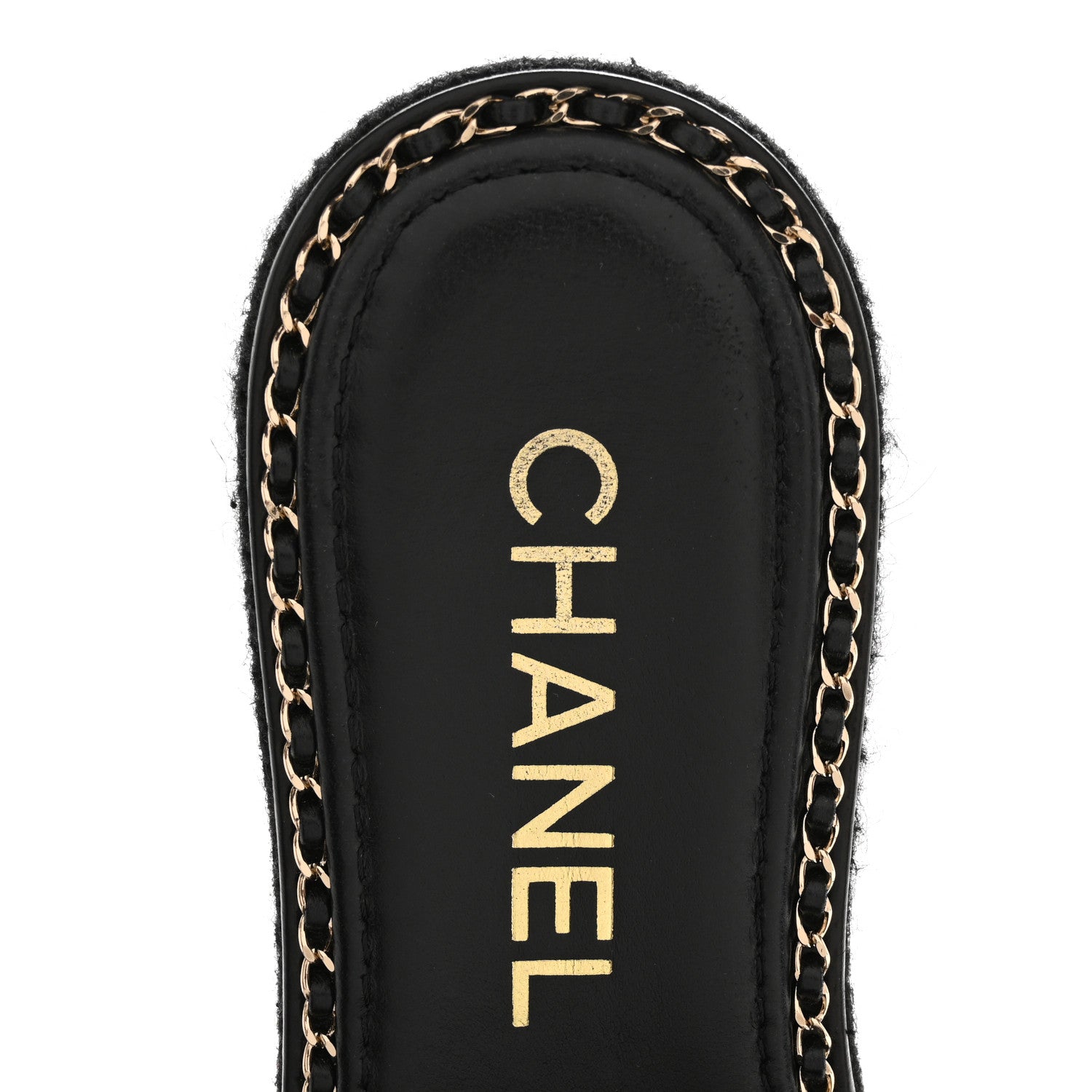 Chanel Wool Alpaca Chain CC Slide Sandals 37 Black 7 of 12