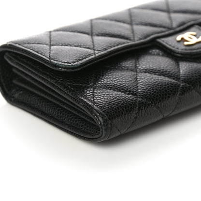 Chanel Caviar Quilted Large Gusset Flap Wallet Black 9 of 13