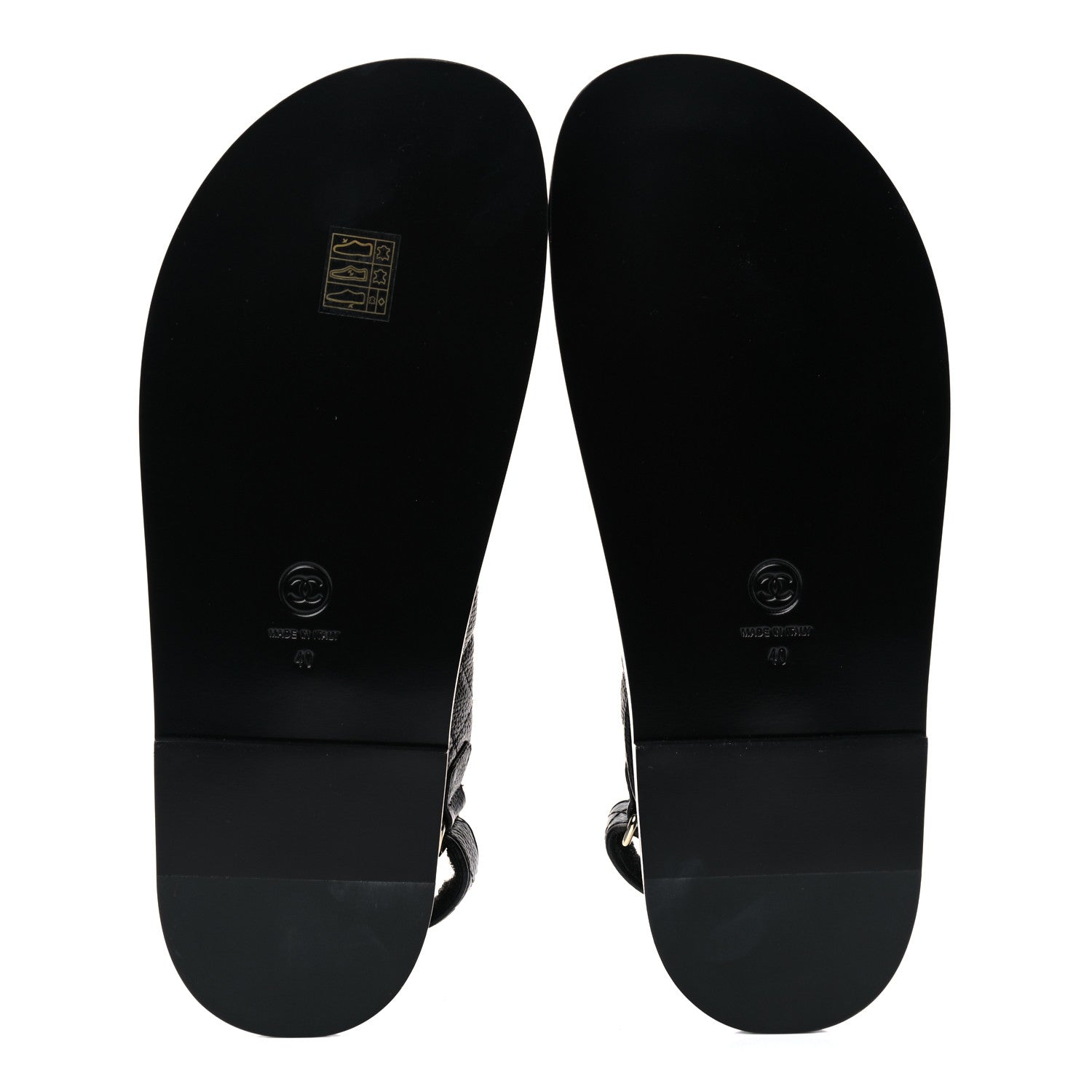 Chanel Grained Calfskin Velcro Dad Sandals 40 Black 5 of 9
