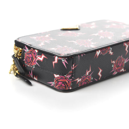 Prada X UNIVERSAL STUDIOS Saffiano Frankenstein Rose Mini Double Zip Chain Crossbody Bag Lacca 6 of 9