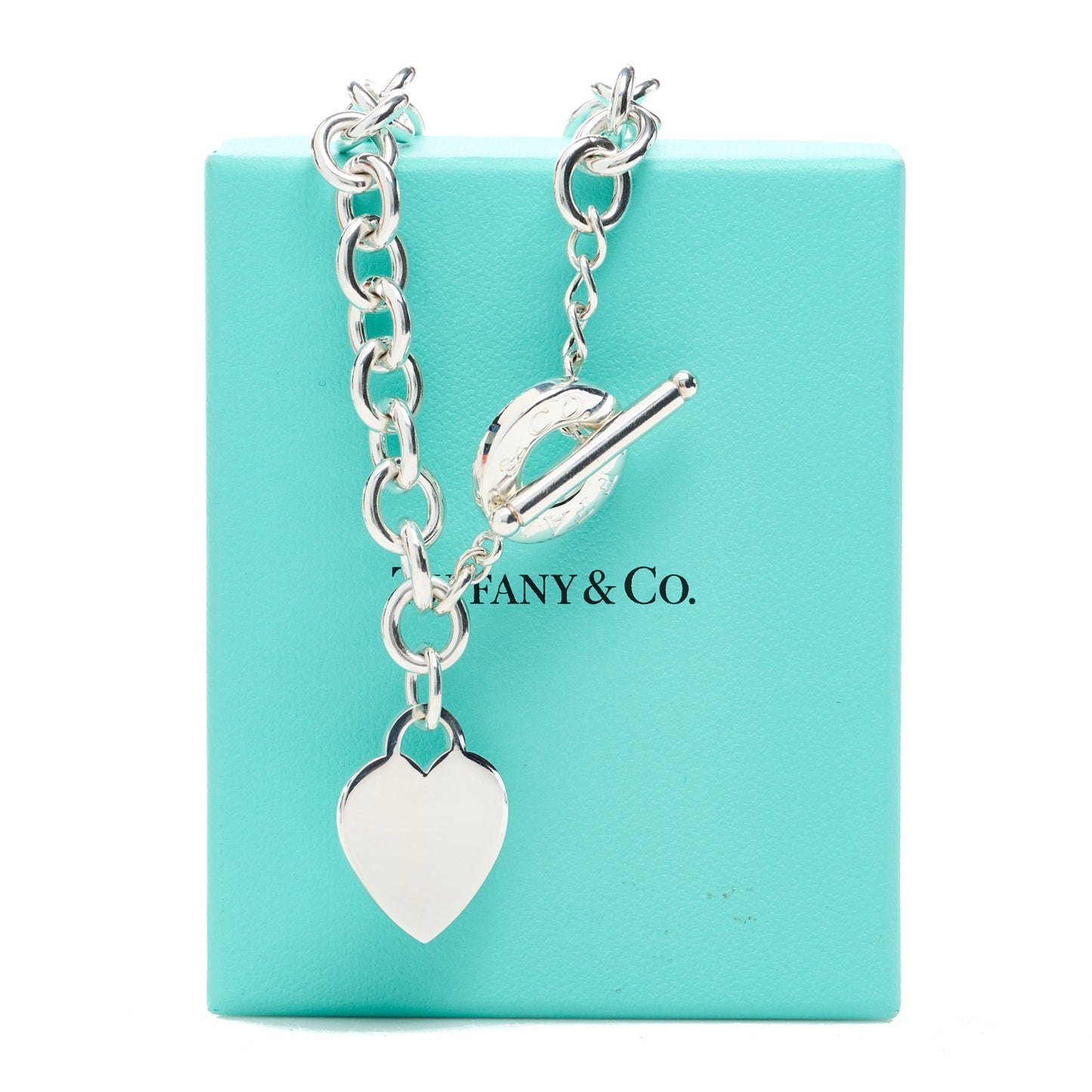 Sterling Silver Heart Tag Toggle Necklace
