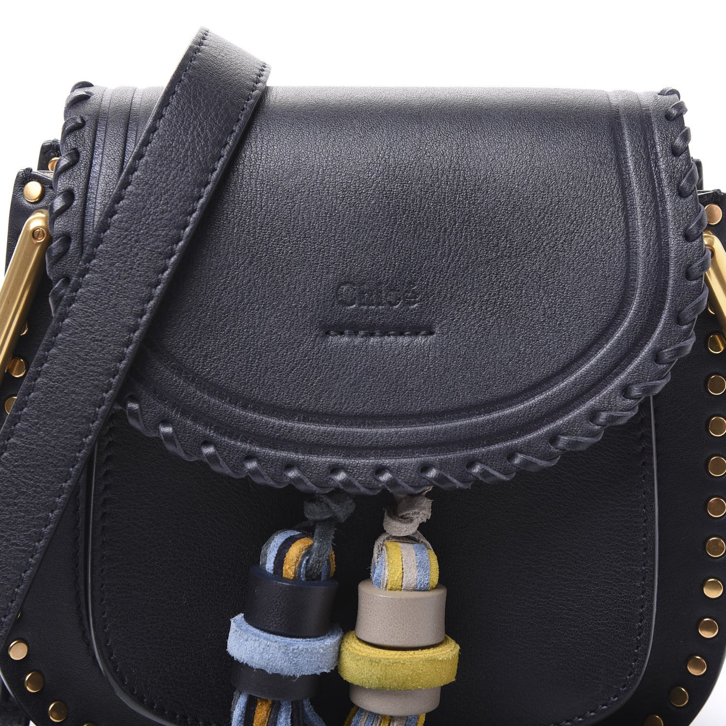 Calfskin Mini Hudson Tassel Shoulder Bag Full Blue