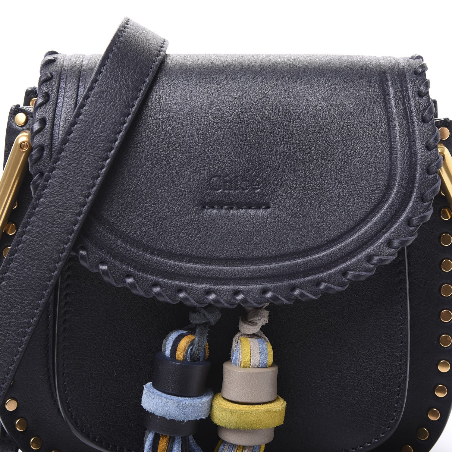 Chloe Calfskin Mini Hudson Tassel Shoulder Bag Full Blue 10 of 10