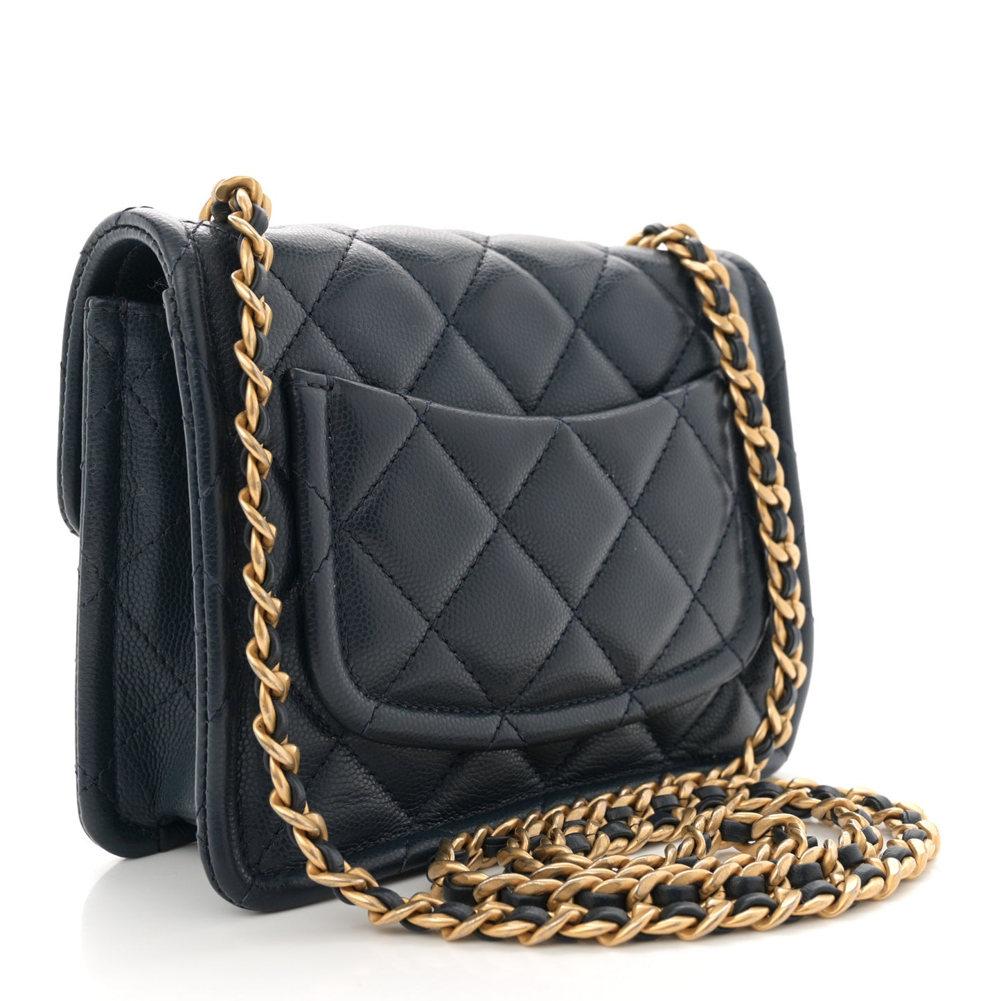 Caviar Quilted Mini Sweet Classic Flap Navy Blue