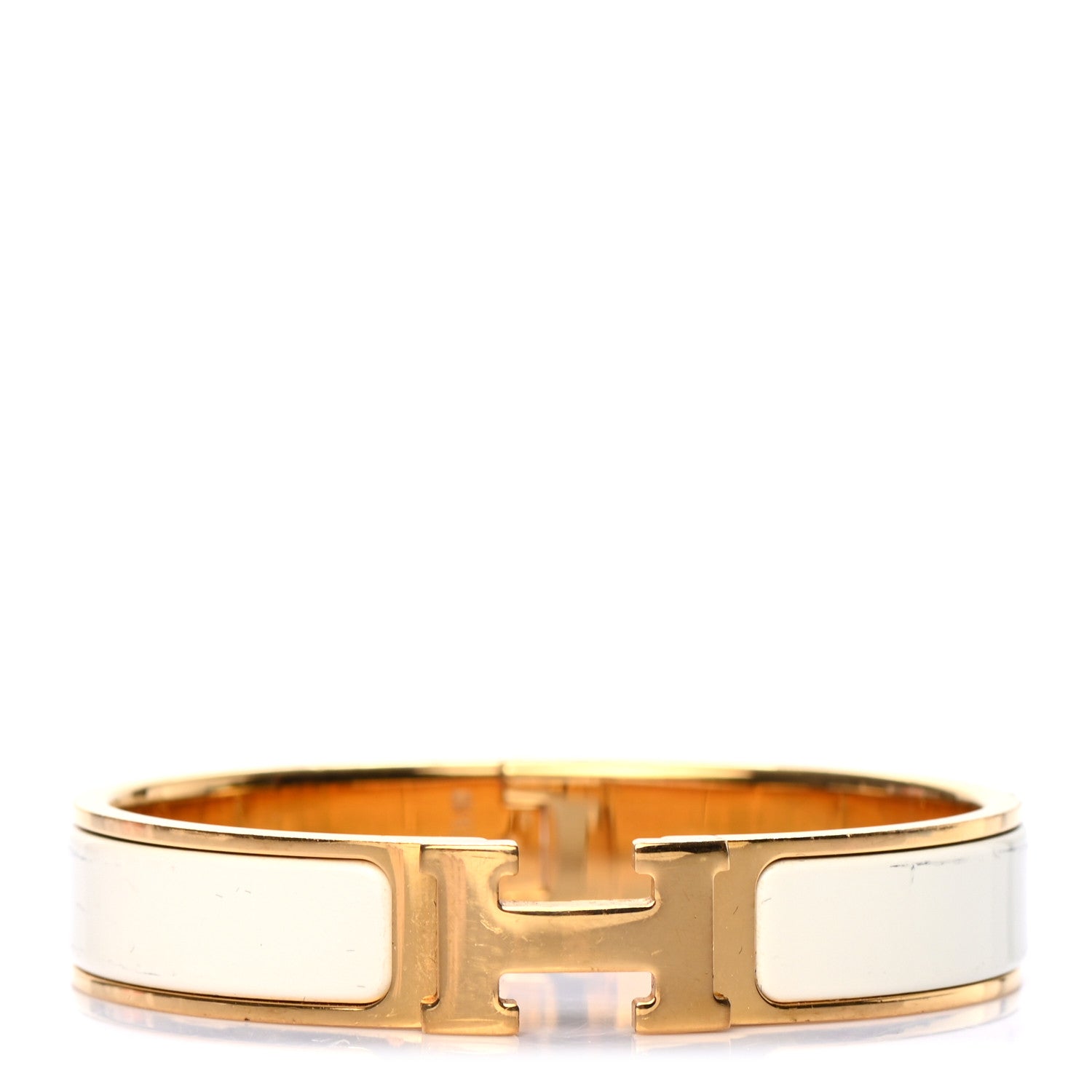 Hermes Enamel Narrow Clic Clac H Bracelet PM White 1 of 4