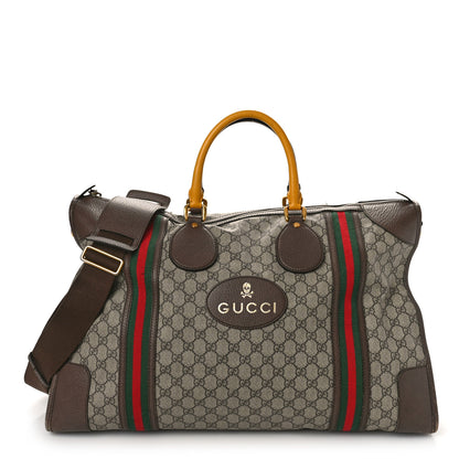 Gucci Soft GG Supreme Monogram Web Large Duffle Bag Beige New Acero Crop 1 of 30