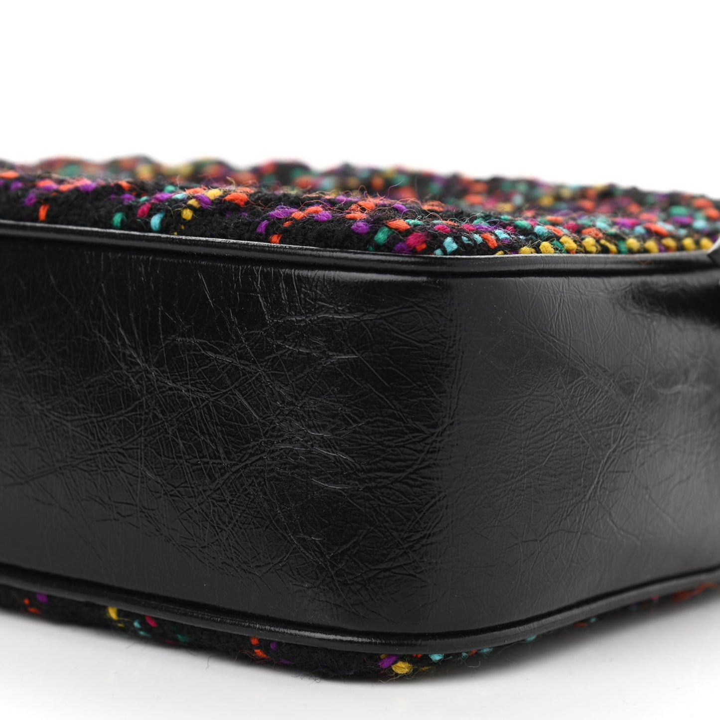 Tweed Calfskin Monogram Lou Camera Bag Black