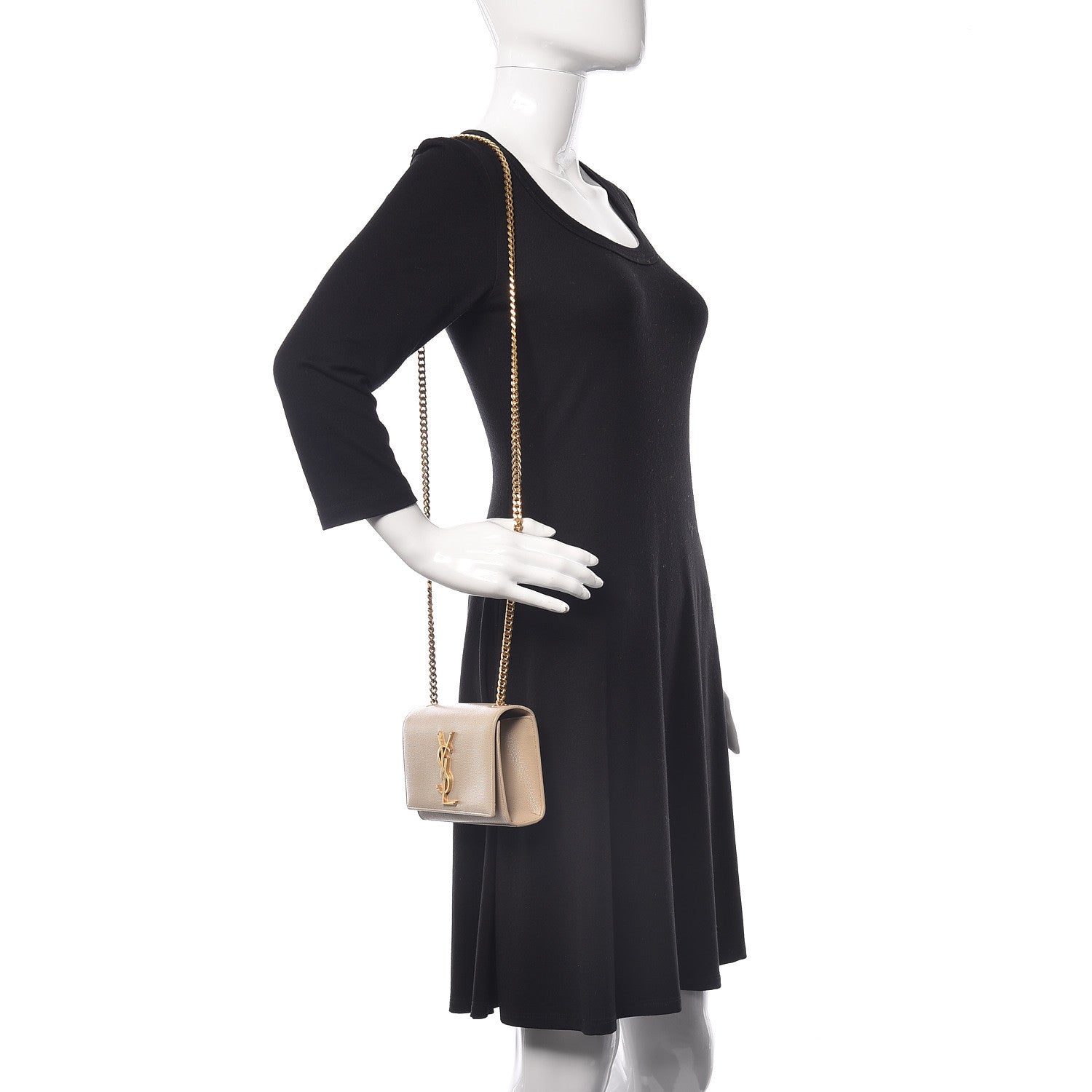 Saint Laurent Grain De Poudre Small Monogram Kate Satchel Nude Powder 2 of 14