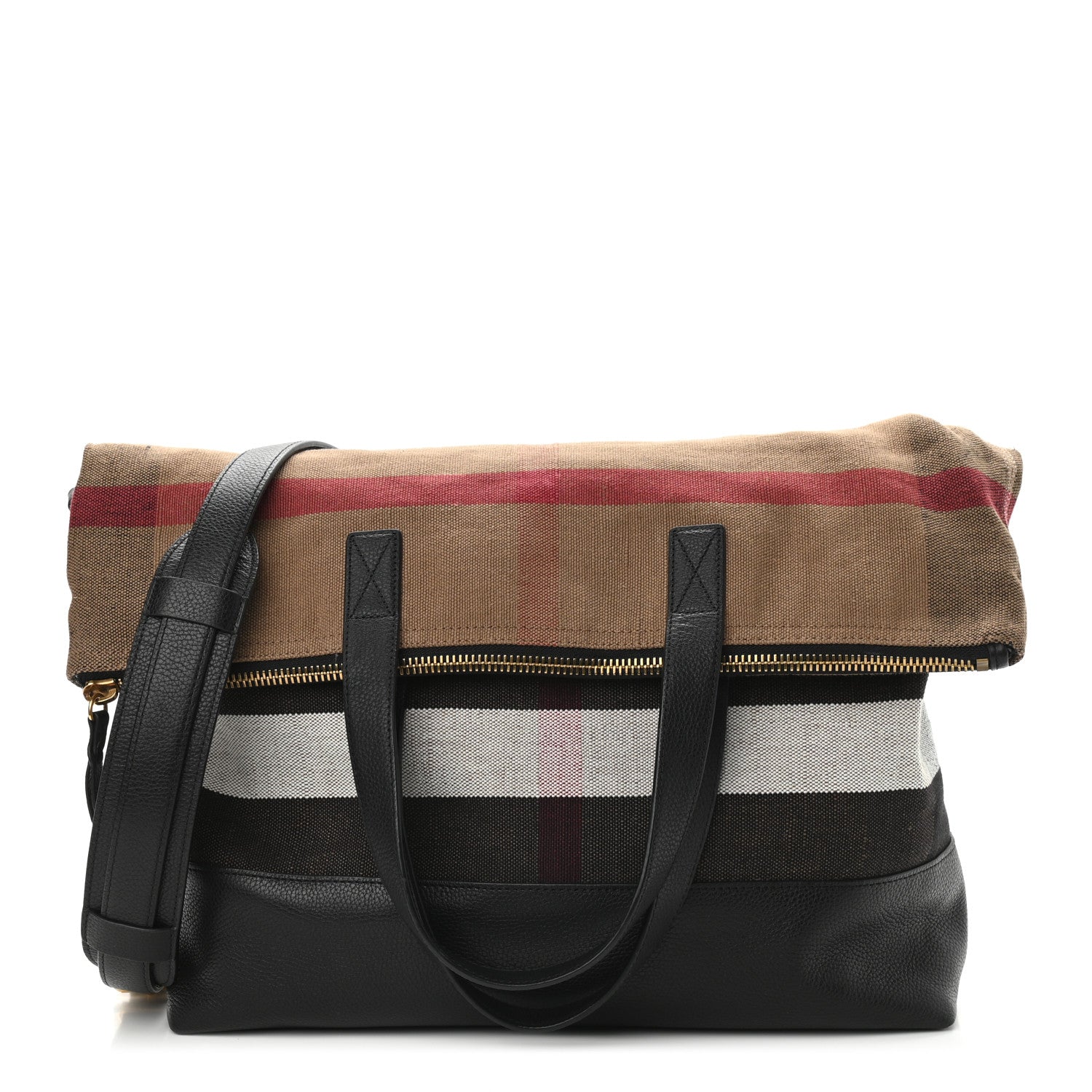 Burberry Grainy Calfskin Mega Check Armley Folding Messenger Black 1 of 11