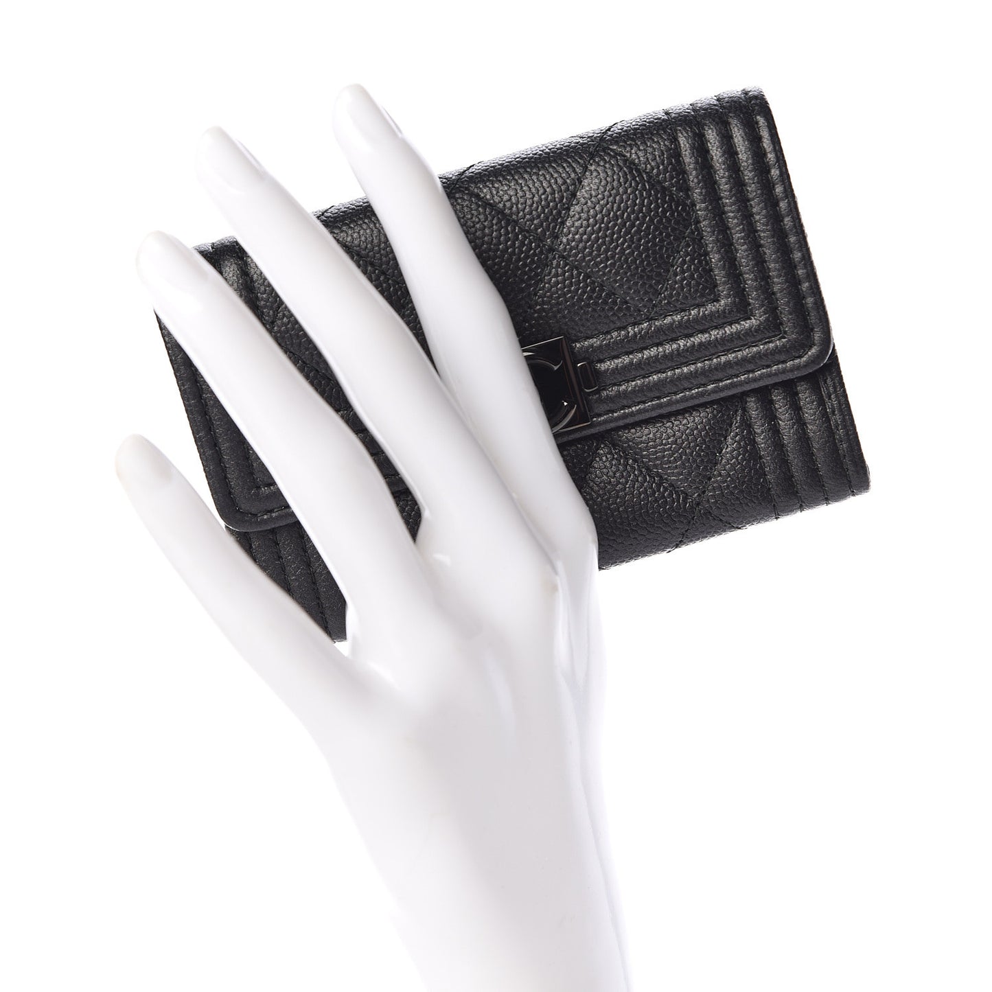 Caviar Quilted Boy Flap Card Holder So Black