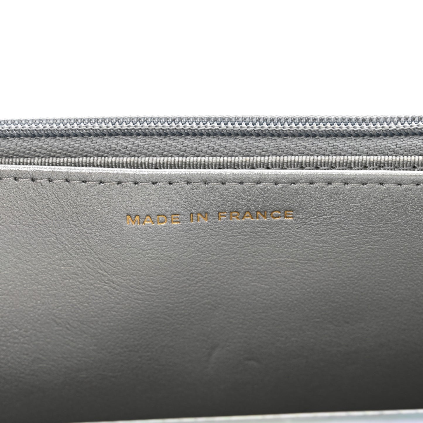 Iridescent Goatskin Quilted Wallet On Chain WOC Silver