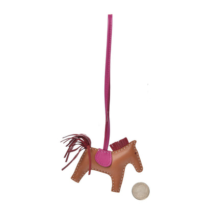 Hermes Milo Lambskin Grigri Rodeo Horse Bag Charm PM Gold Rubis Rose Poupre 2 of 4