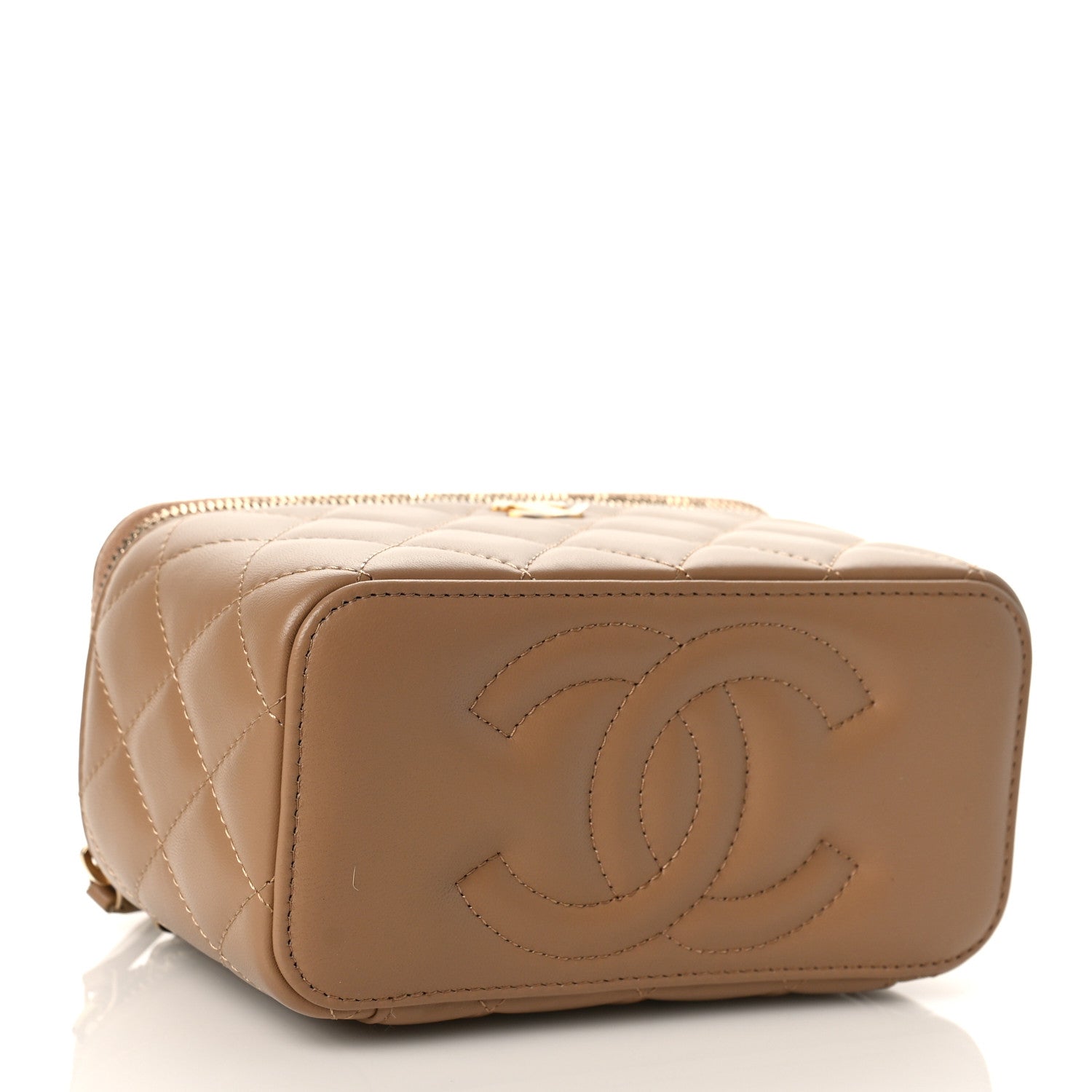 Chanel Lambskin Quilted Pearl Crush Small Vanity Case With Chain Beige 4 of 10