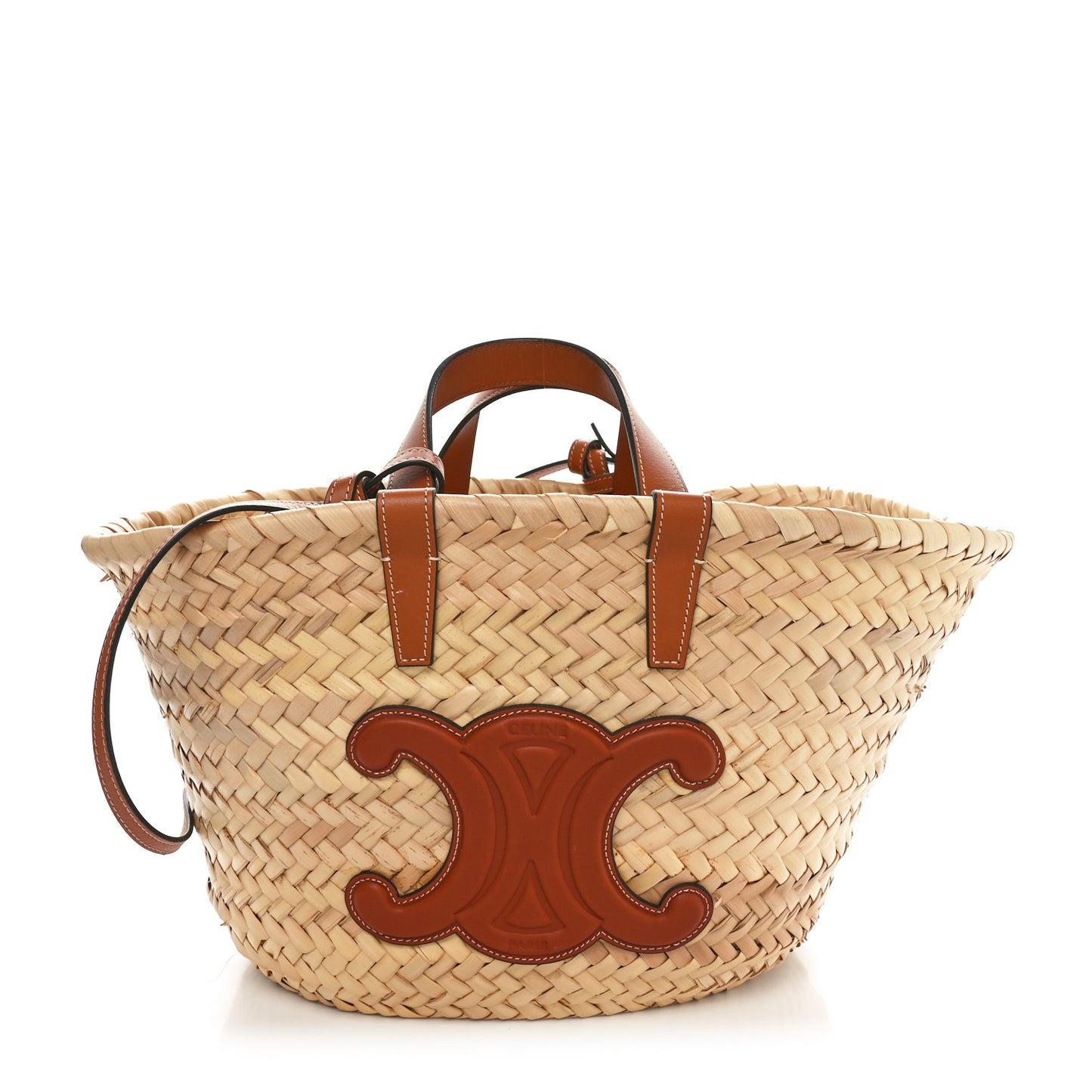 Raffia Calfskin Triomphe Teen Panier Tan