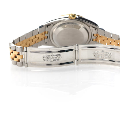 Rolex Stainless Steel 18K Yellow Gold Diamond 36mm Oyster Perpetual Datejust Watch Blue 16233 4 of 4