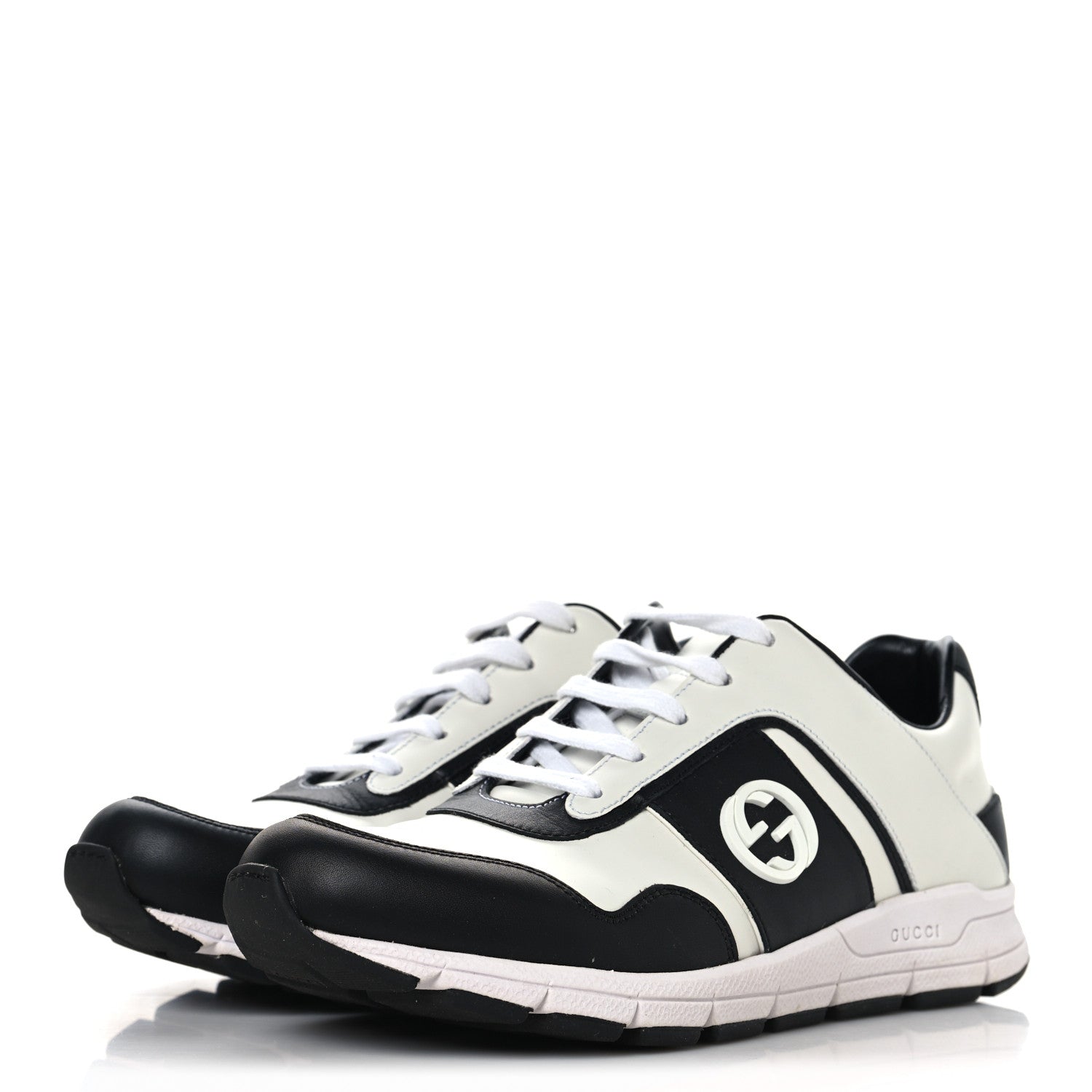 Gucci Calfskin Womens Interlocking G Sneakers 38 Black White 4 of 8