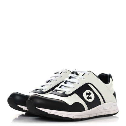 Gucci Calfskin Womens Interlocking G Sneakers 38 Black White 4 of 8