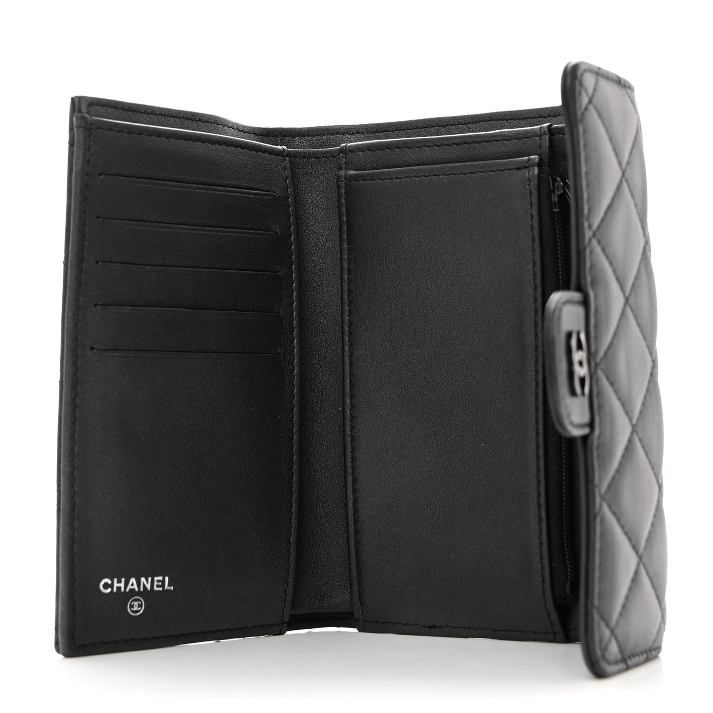 Lambskin Quilted Medium Flap Wallet So Black