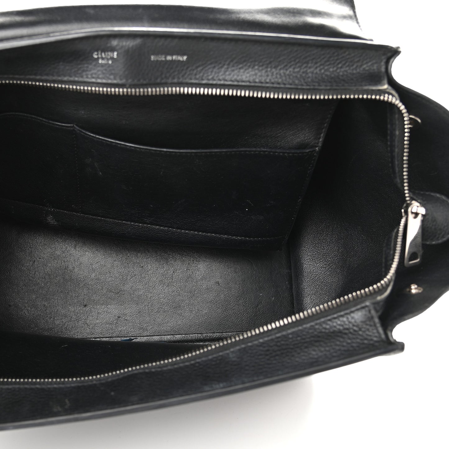 Drummed Calfskin Suede Medium Trapeze Black