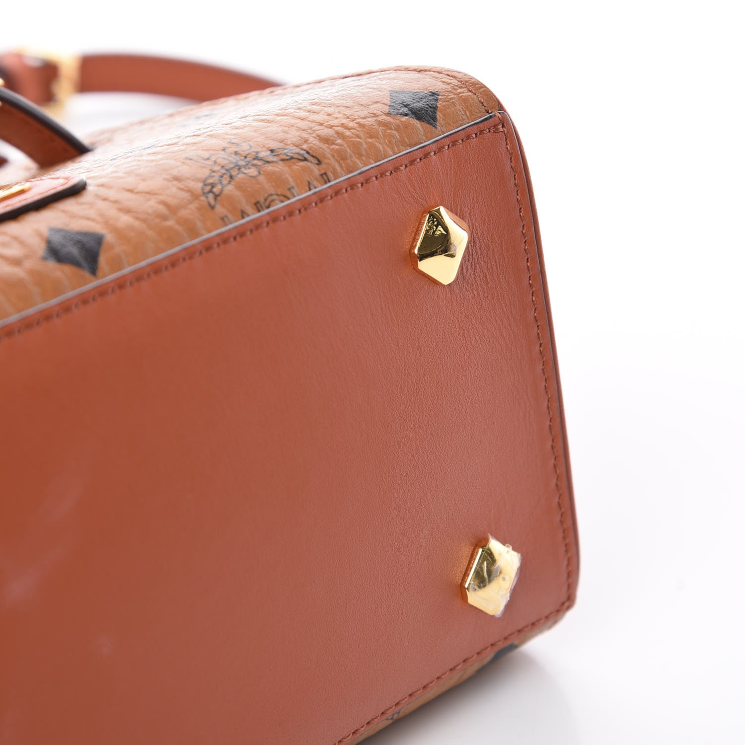 MCM Visetos X-Mini Heritage Top Handle Satchel Cognac 15 of 15