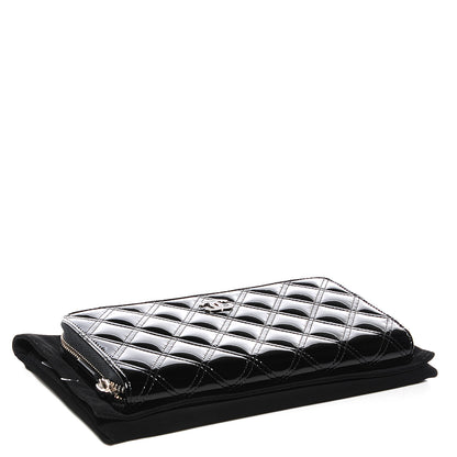 Chanel Patent Quilted Large Gusset Zip Around Wallet Black 4 of 9