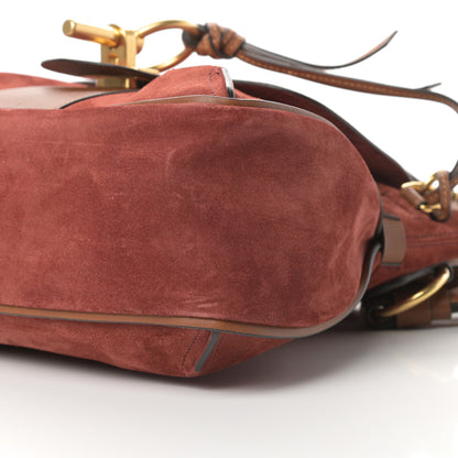 Chloe Suede Studded Small Lexa Shoulder Bag Saffron Red 10 of 13