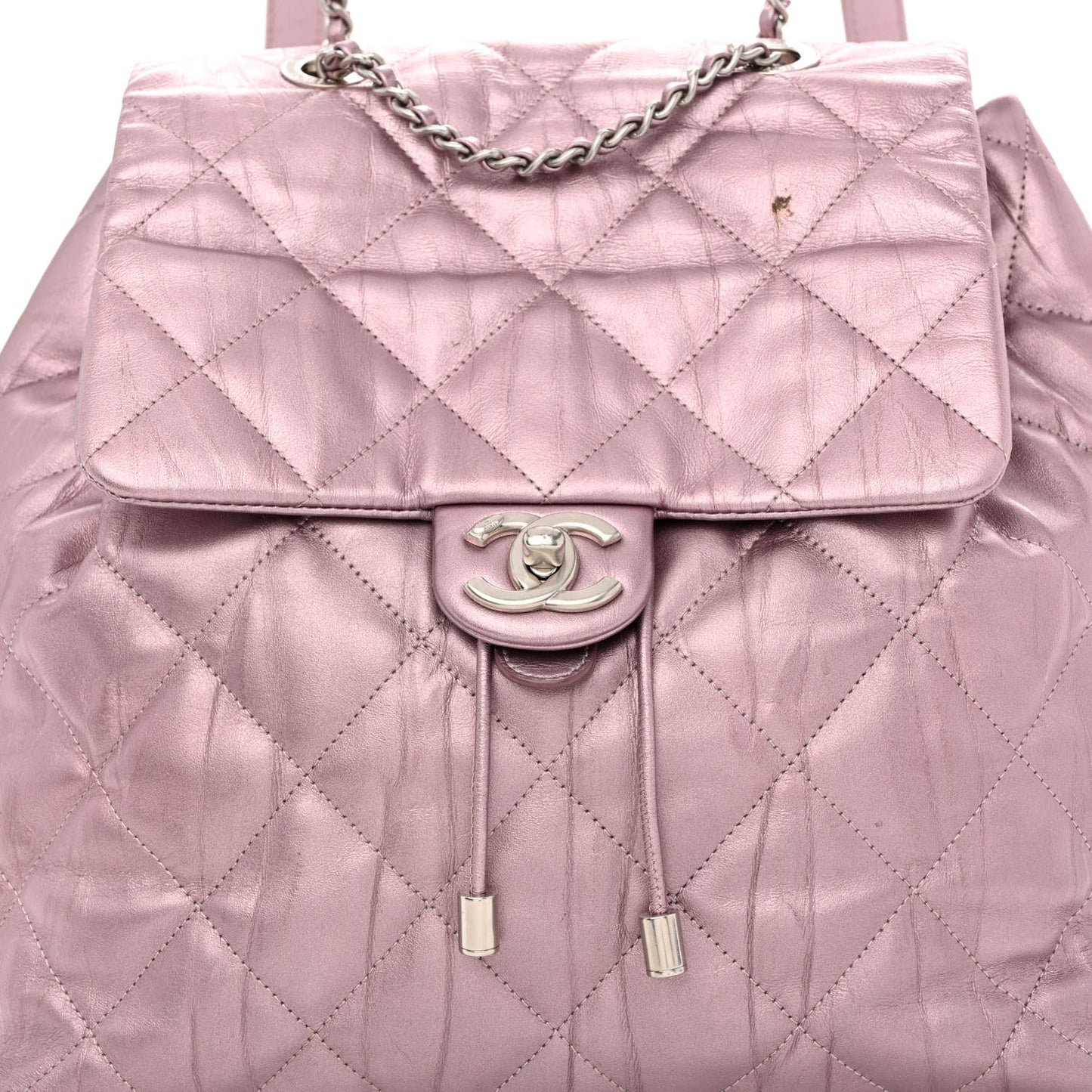 Iridescent Calfskin Quilted Ground Control Backpack Pink