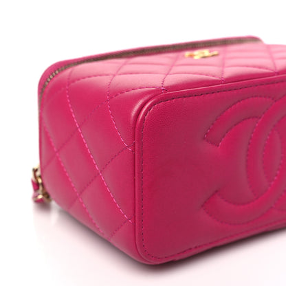 Chanel Lambskin Quilted Small Pearl Crush Vanity Case With Chain Fuchsia 9 of 10