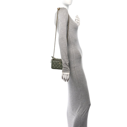 Chanel Lambskin Quilted Small Pearl Crush Vanity Case With Chain  Green 2 of 12