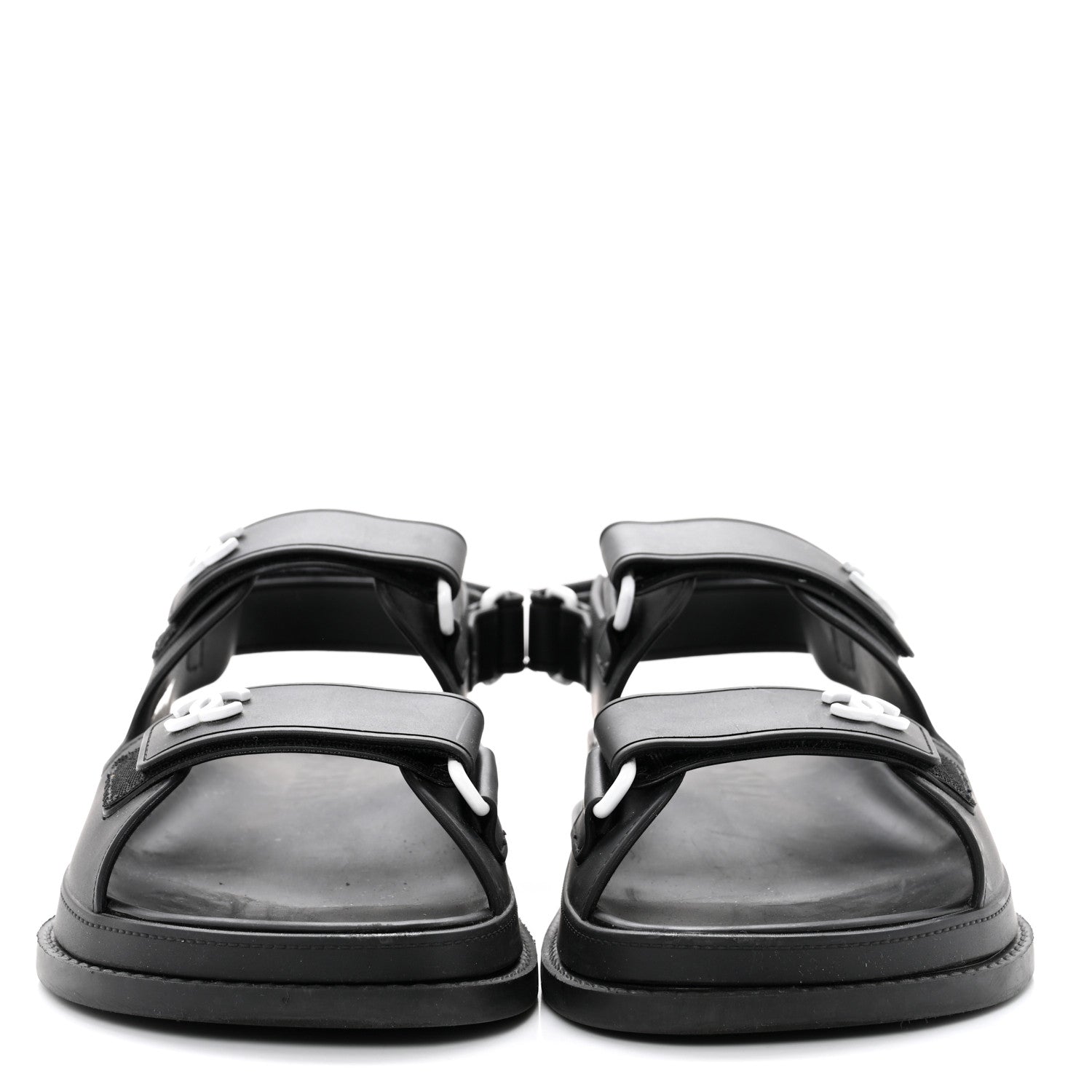 Chanel Rubber CC Dad Sandals 37 Black 2 of 8