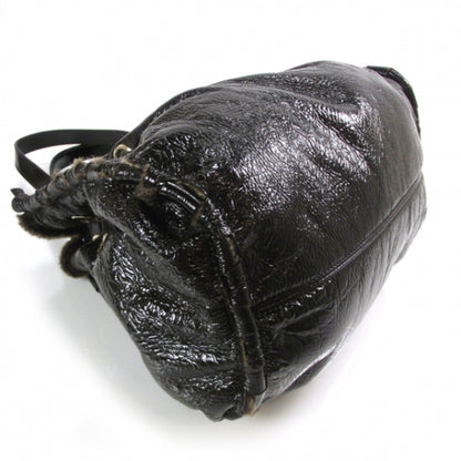 Jimmy Choo Crushed Patent Shearling Trim Riki Bag 6 of 11