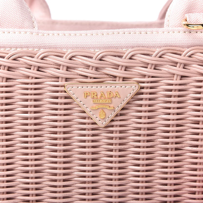 Prada Wicker Canvas Tote Pink 10 of 10
