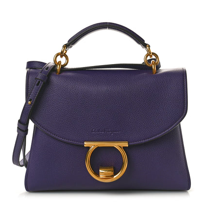 Salvatore Ferragamo Calfskin Small Margot Top Handle Satchel Sommerso Purple 1 of 9