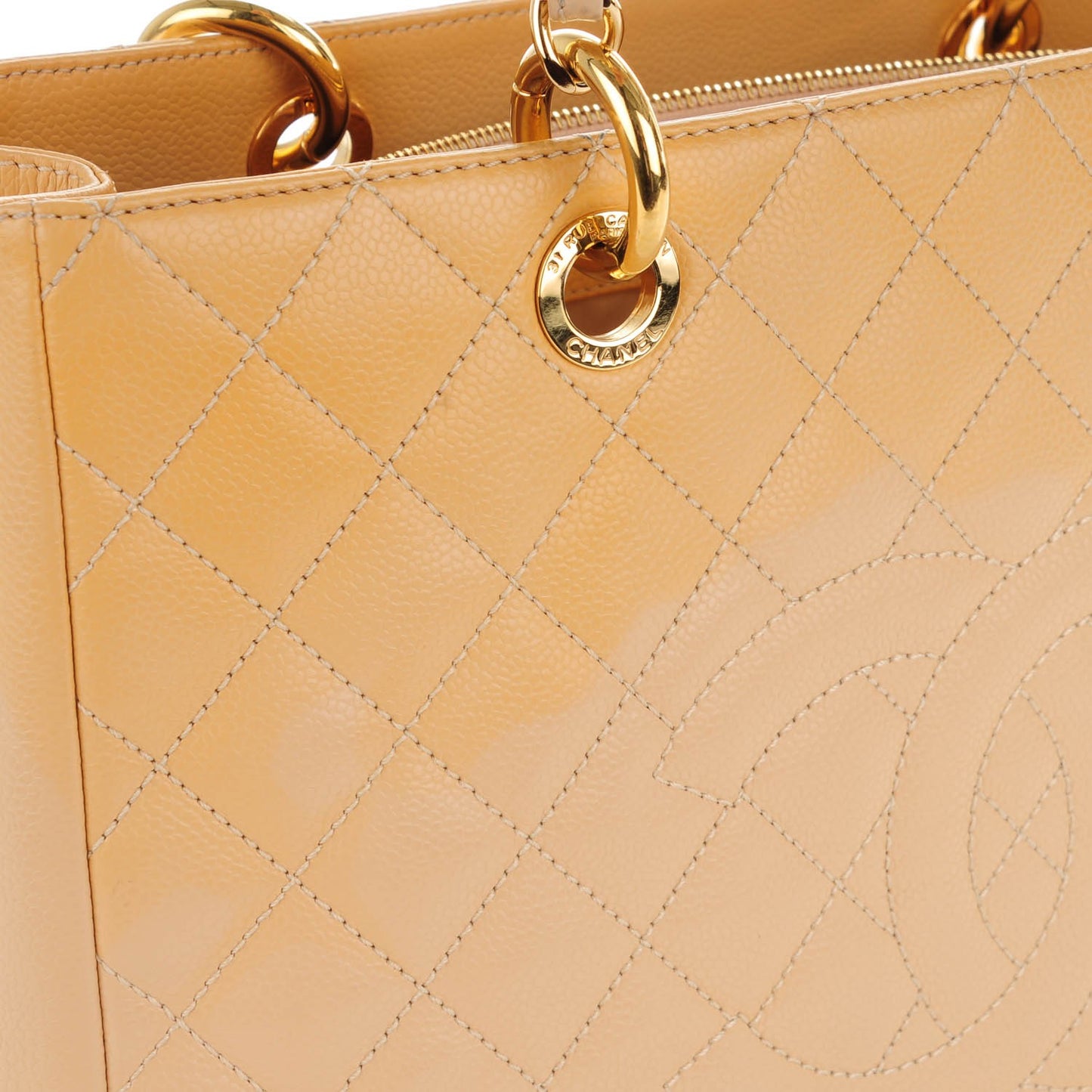 Caviar Quilted Grand Shopping Tote GST Beige Clair