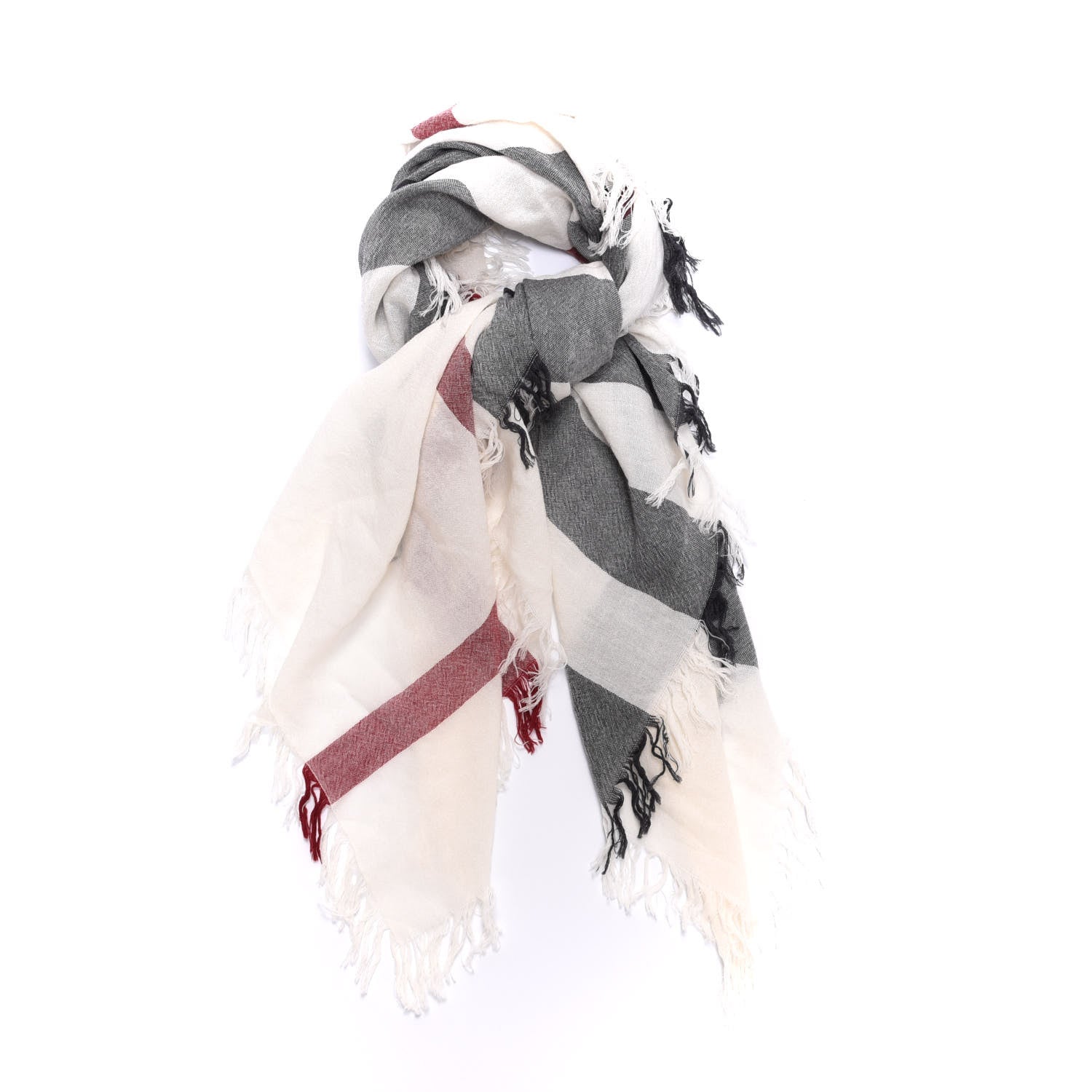 Burberry Merino Wool Check Scarf Ivory 1 of 6