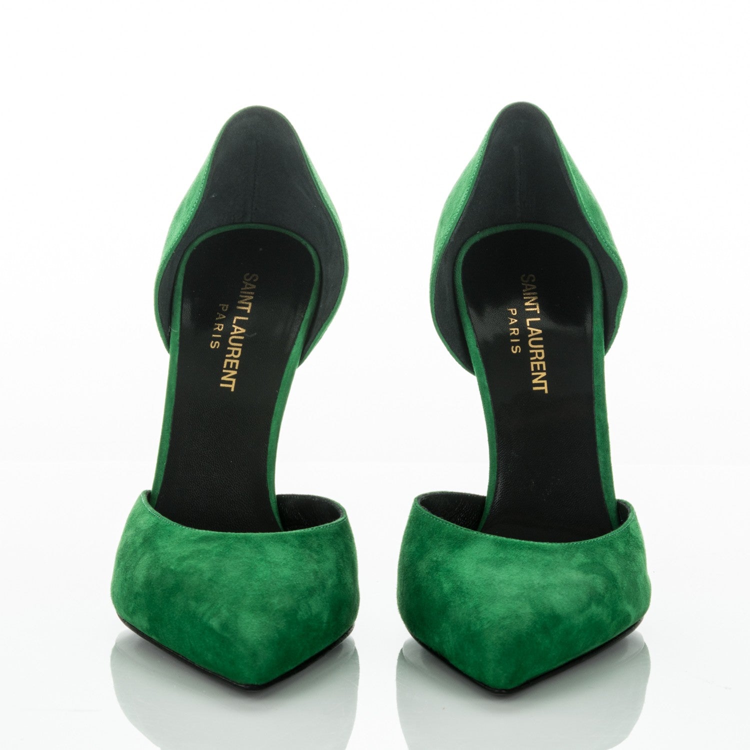 Saint Laurent Suede Paris 105 D'orsay Escarpin Pumps 39 Toxic Green 2 of 7