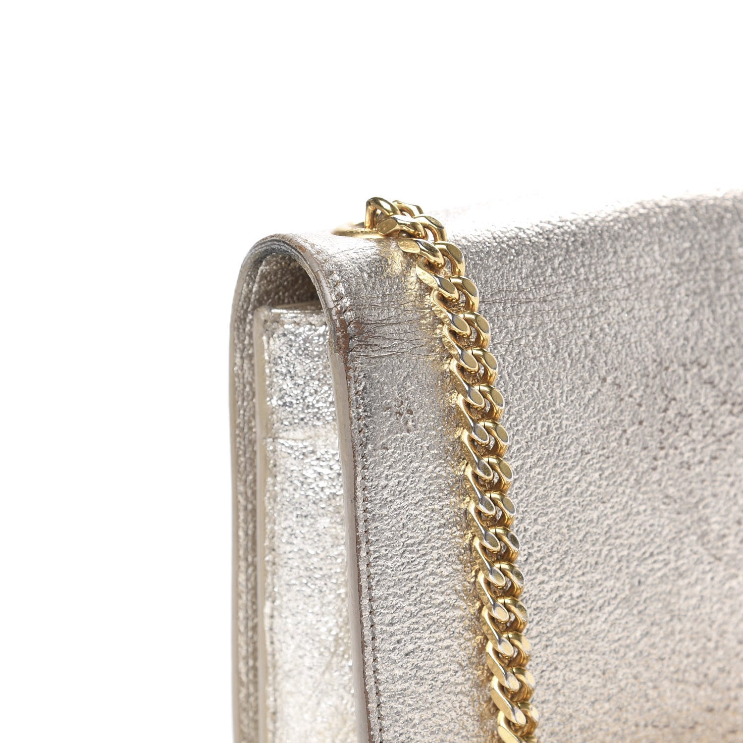 Saint Laurent Metallic Calfskin Small Classic Monogram Kate Satchel Pale Gold 7 of 13