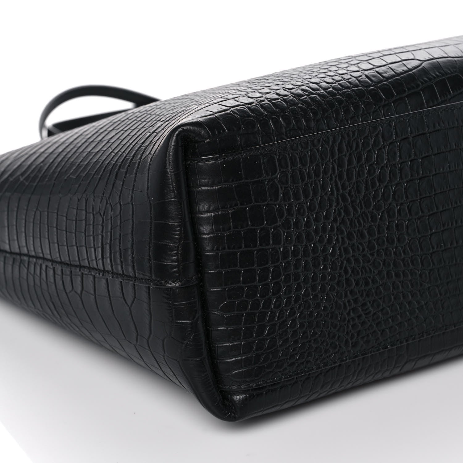 Jimmy Choo Calfskin Crocodile Embossed Nine2Five East West Tote Black 8 of 12