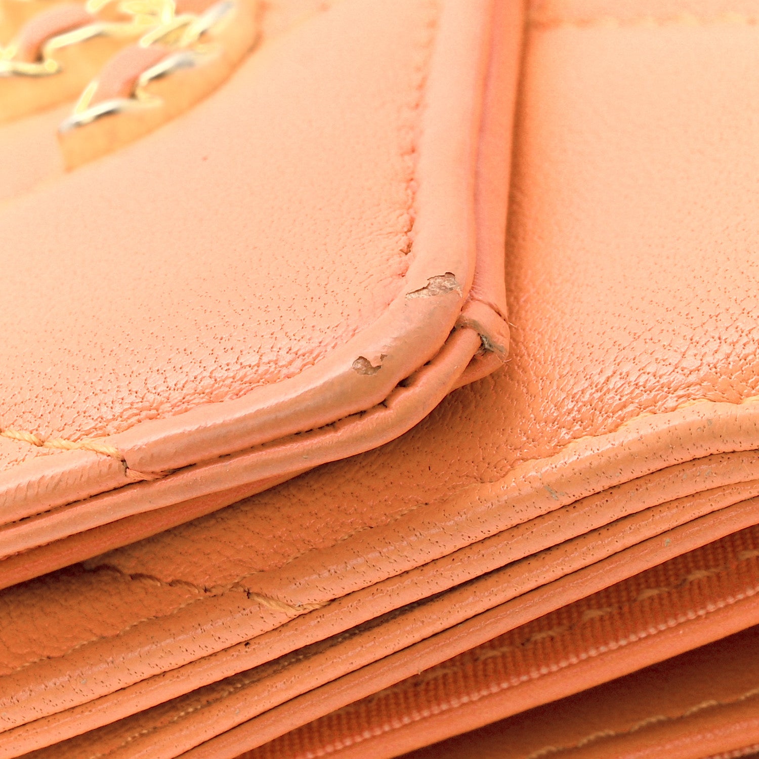Chanel Goatskin Quilted Small Chanel 19 Flap Wallet Orange 1819411