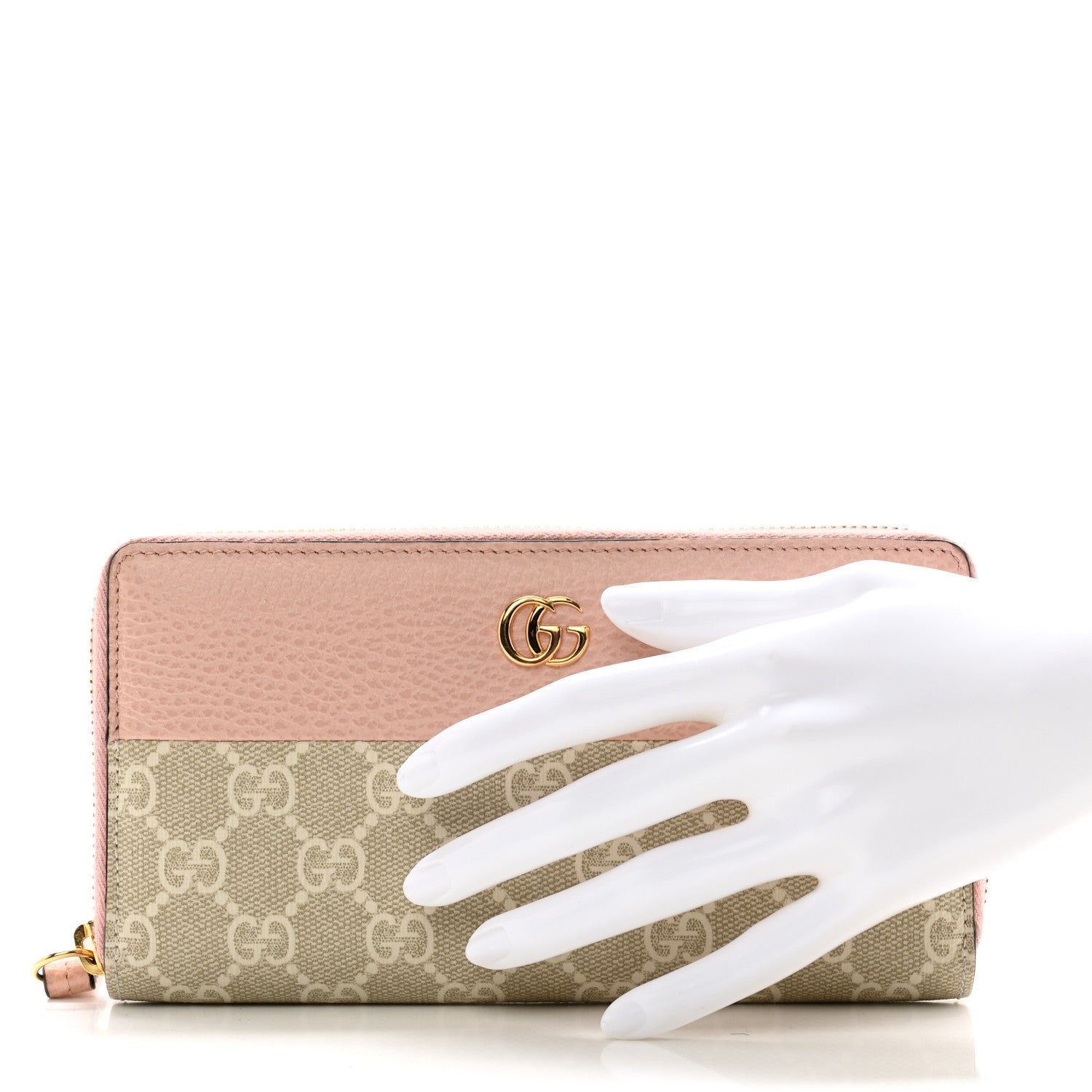 Gucci Dollar Calfskin GG Supreme Monogram GG Marmont Zip Around Wallet Light Pink Beige White 2 of 11