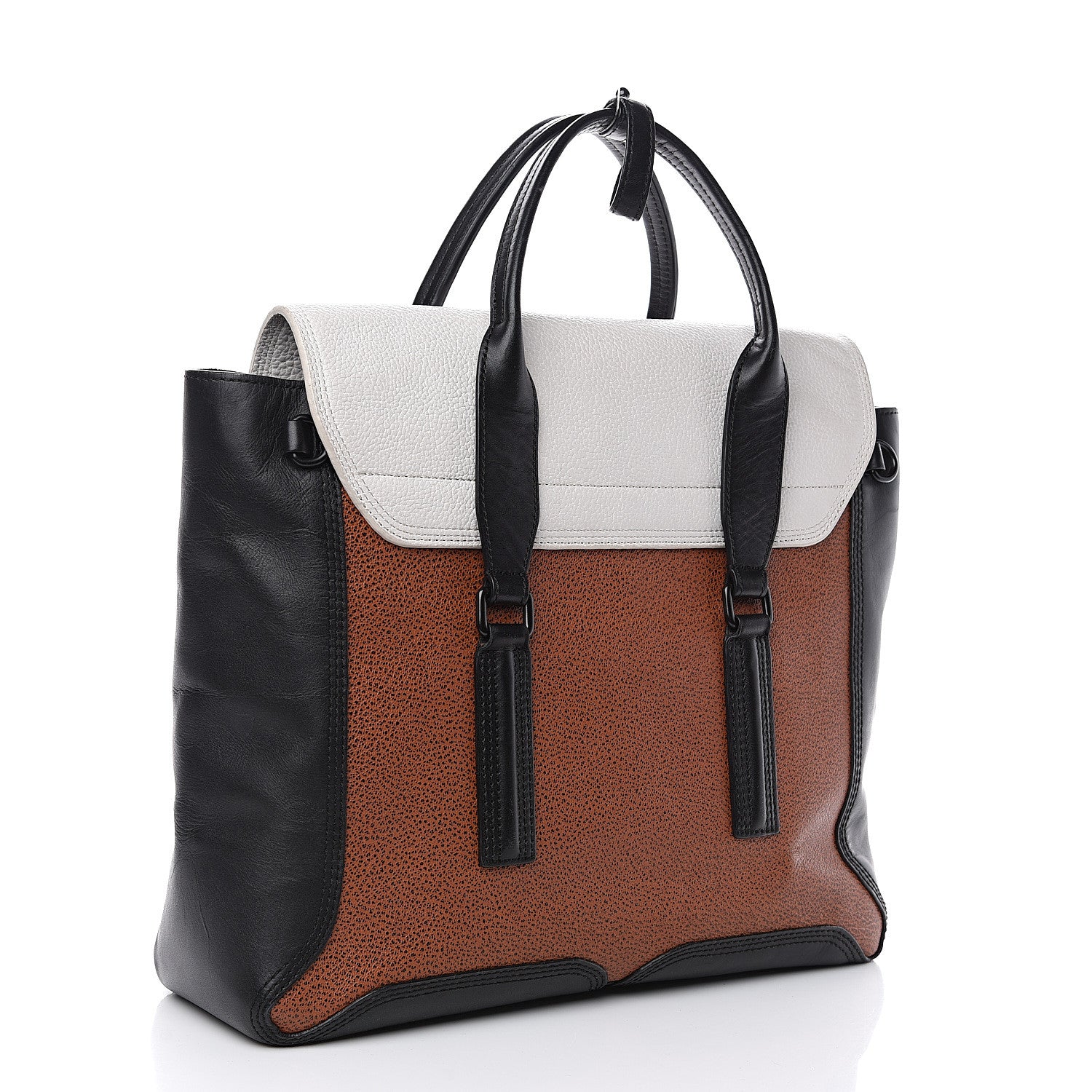3.1 Phillip Lim 3.1 Textured Calfskin Large Colorblock Pashli Satchel Copper 2 of 14