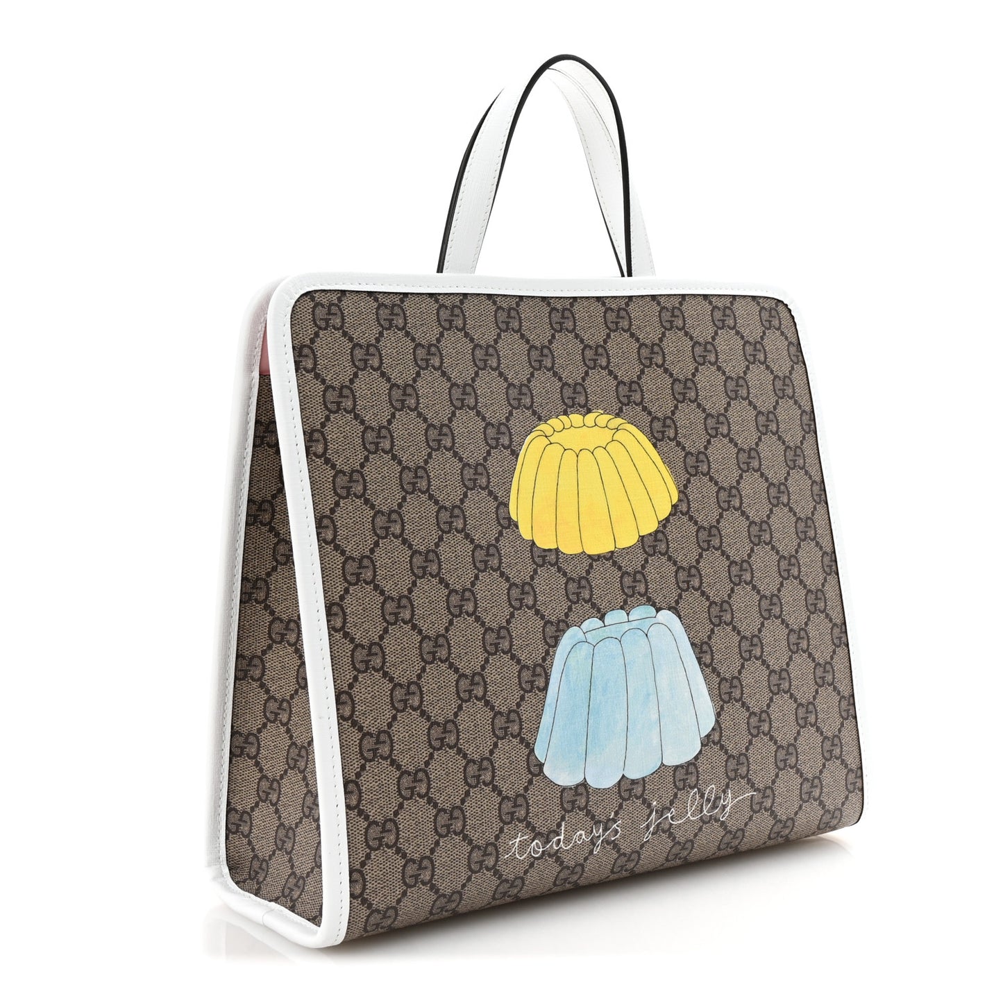 GG Supreme Monogram Cat Childrens Tote Beige Ebony White