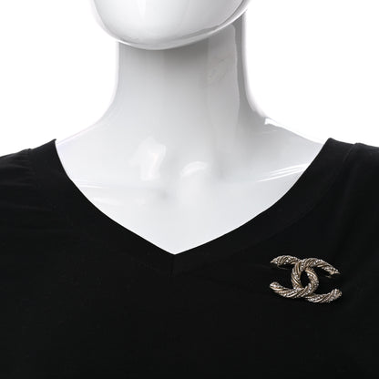 Chanel Crystal Twisted CC Brooch Light Gold 2 of 5