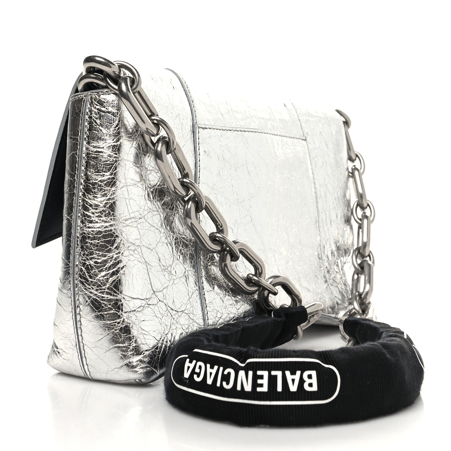 Metallic Calfskin Downtown Chain Shoulder Bag XS Silver