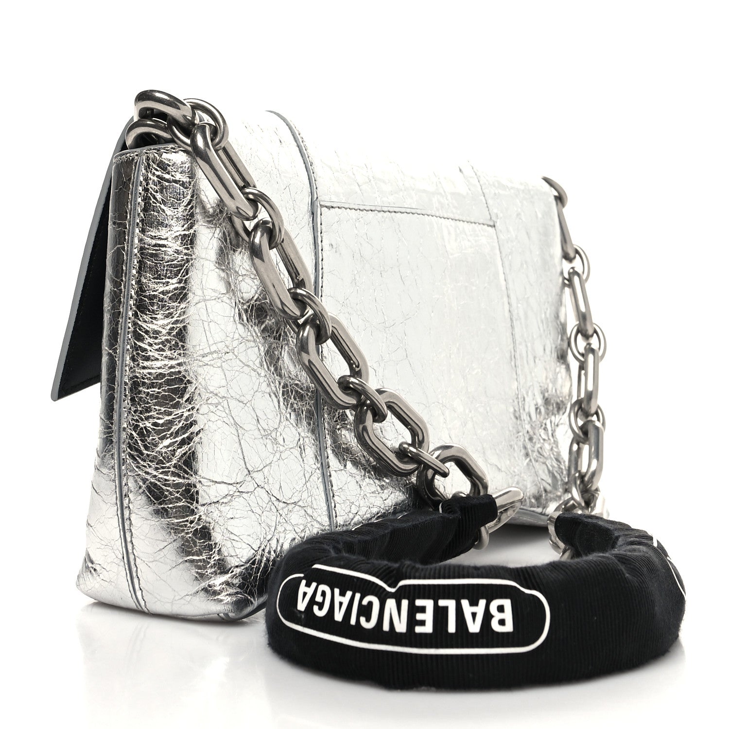 Balenciaga Metallic Calfskin Downtown Chain Shoulder Bag XS Silver 3 of 10