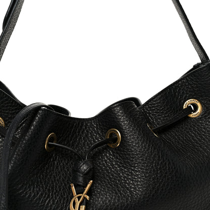 Saint Laurent Grained Deerskin Paris VII Small Flat Hobo Black 9 of 12