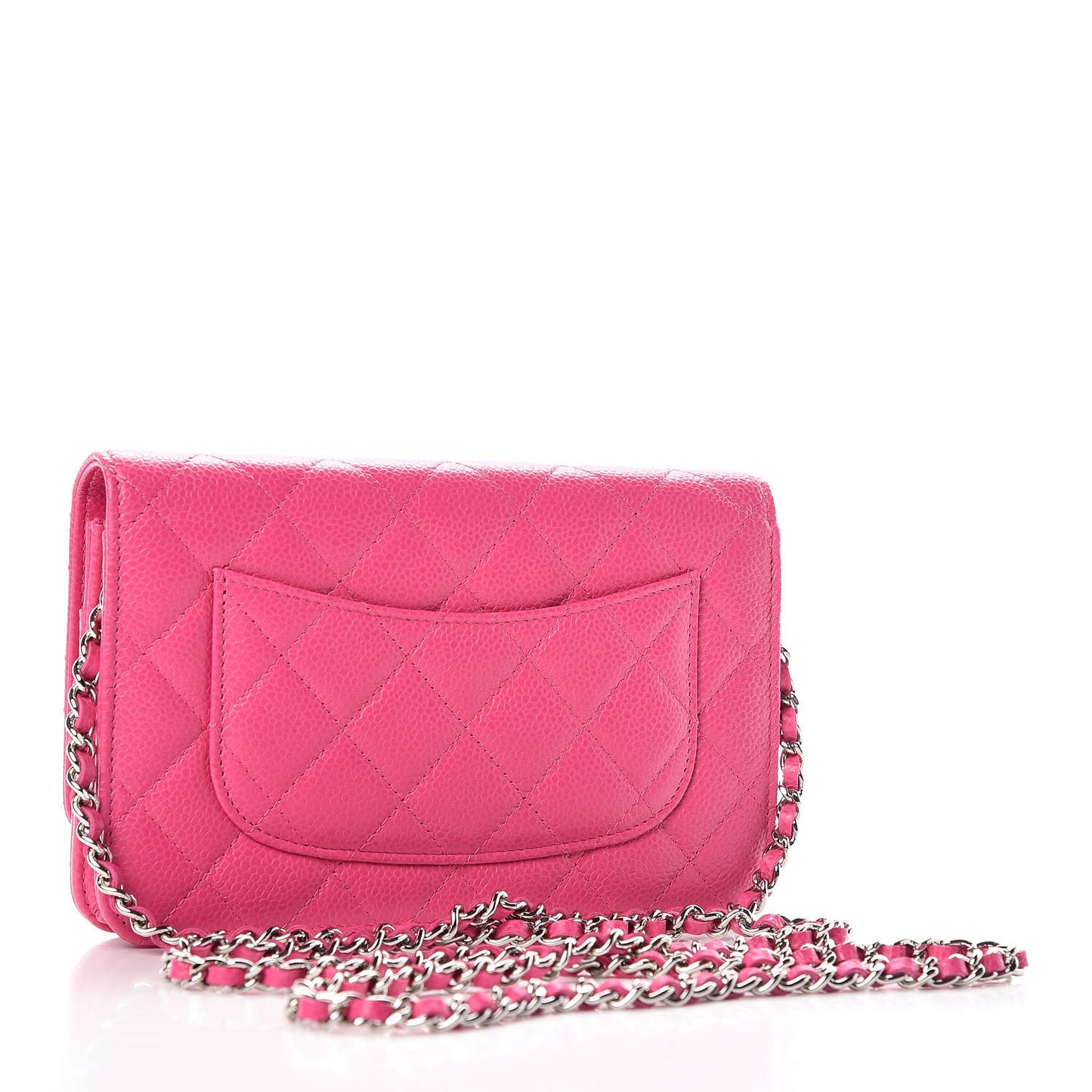 Caviar Quilted Wallet on Chain WOC Pink