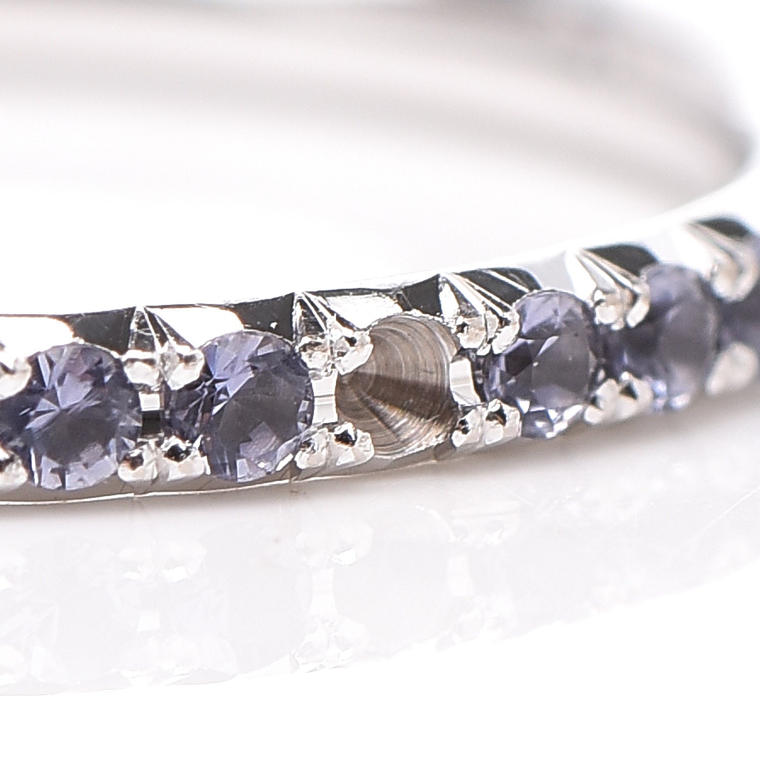 Tiffany 18K White Gold Iolite Metro Ring 47 4.25 6 of 7